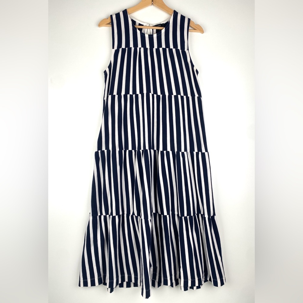 J. Crew Tiered Cotton Tank Dress Striped